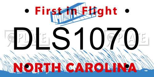 DLS1070 North Carolina License Plate