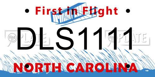 DLS1111 North Carolina License Plate