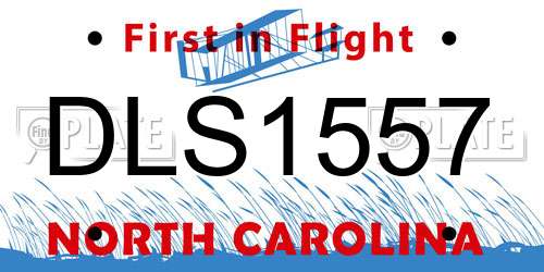 DLS1557 North Carolina License Plate