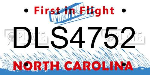 DLS4752 North Carolina License Plate