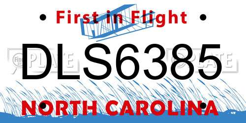 DLS6385 North Carolina License Plate