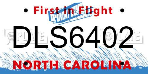 DLS6402 North Carolina License Plate