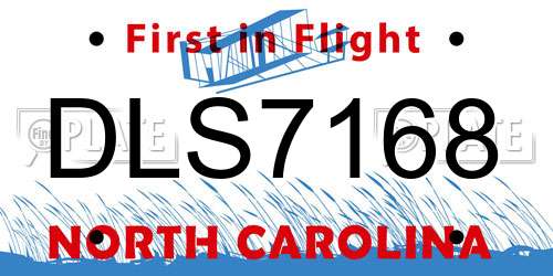 DLS7168 North Carolina License Plate