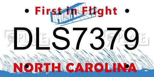 DLS7379 North Carolina License Plate