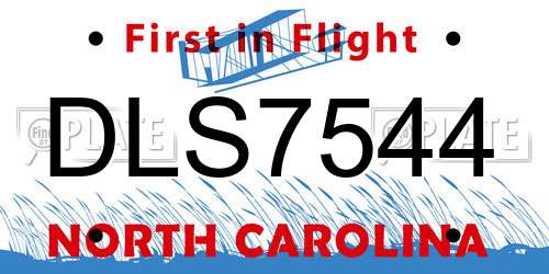 DLS7544 North Carolina License Plate