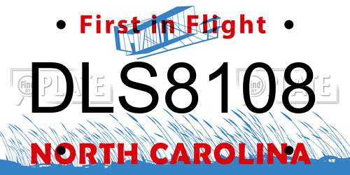 DLS8108 North Carolina License Plate