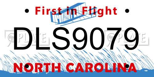 DLS9079 North Carolina License Plate