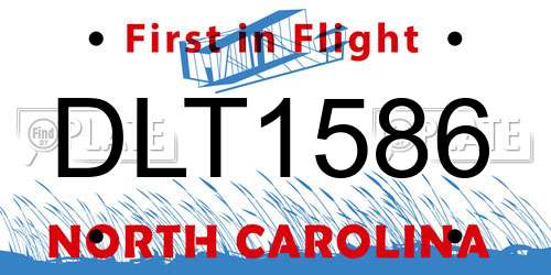 DLT1586 North Carolina License Plate