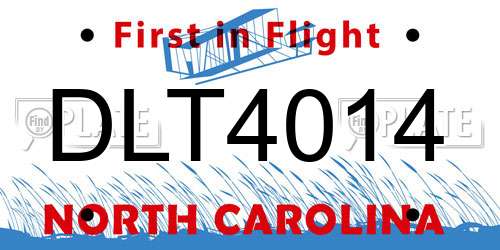 DLT4014 North Carolina License Plate