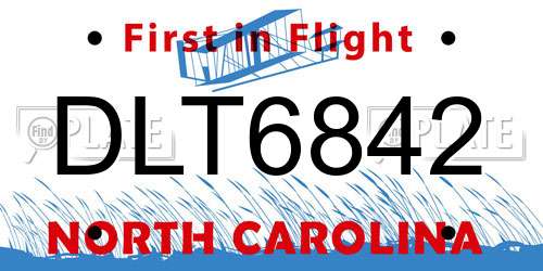 DLT6842 North Carolina License Plate