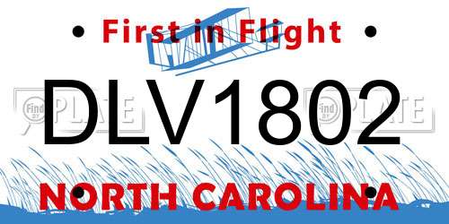 DLV1802 North Carolina License Plate