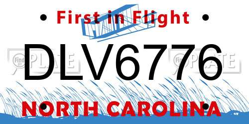 DLV6776 North Carolina License Plate