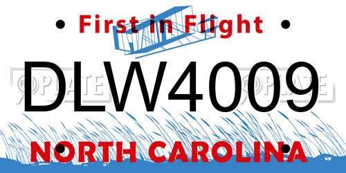 DLW4009 North Carolina License Plate