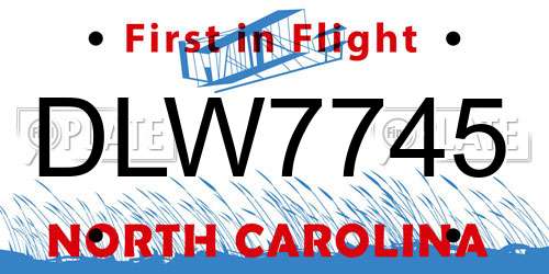 DLW7745 North Carolina License Plate