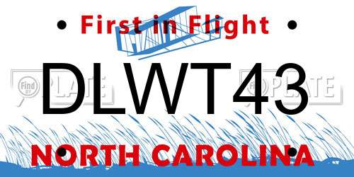 DLWT43 North Carolina License Plate