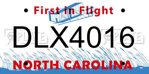 DLX4016 North Carolina License Plate