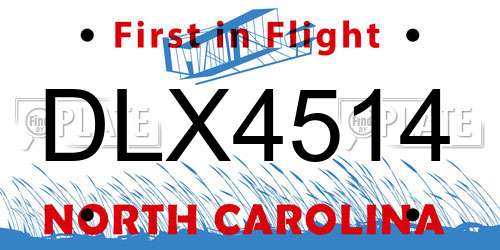 DLX4514 North Carolina License Plate