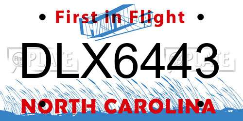 DLX6443 North Carolina License Plate