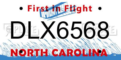 DLX6568 North Carolina License Plate