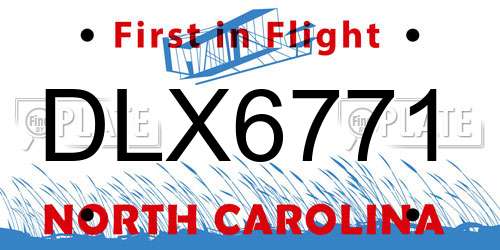 DLX6771 North Carolina License Plate