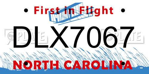 DLX7067 North Carolina License Plate