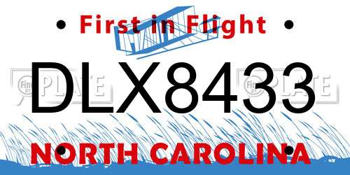 DLX8433 North Carolina License Plate