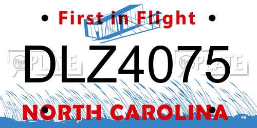 DLZ4075 North Carolina License Plate