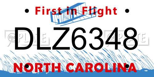 DLZ6348 North Carolina License Plate