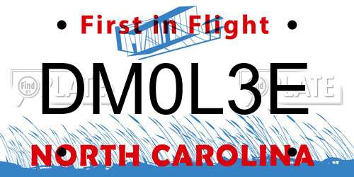 DM0L3E North Carolina License Plate
