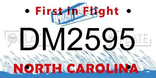 DM2595 North Carolina License Plate