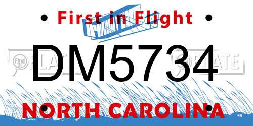 DM5734 North Carolina License Plate