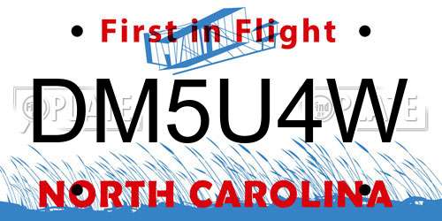 DM5U4W North Carolina License Plate