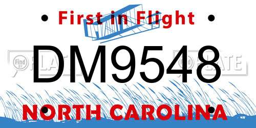 DM9548 North Carolina License Plate