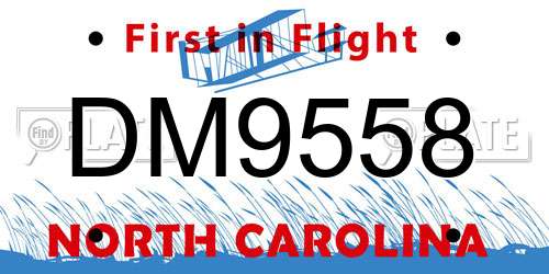 DM9558 North Carolina License Plate