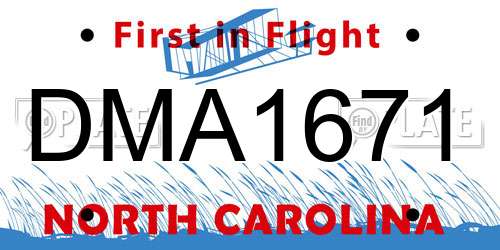 DMA1671 North Carolina License Plate