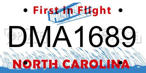 DMA1689 North Carolina License Plate