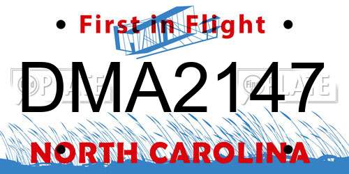 DMA2147 North Carolina License Plate