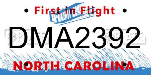 DMA2392 North Carolina License Plate