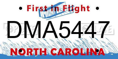 DMA5447 North Carolina License Plate