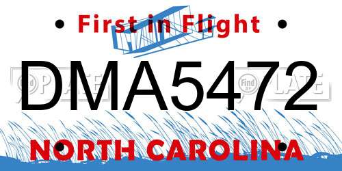 DMA5472 North Carolina License Plate