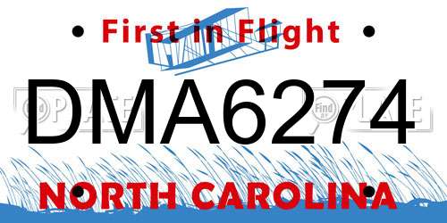 DMA6274 North Carolina License Plate