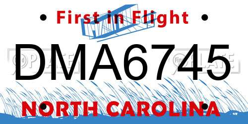 DMA6745 North Carolina License Plate