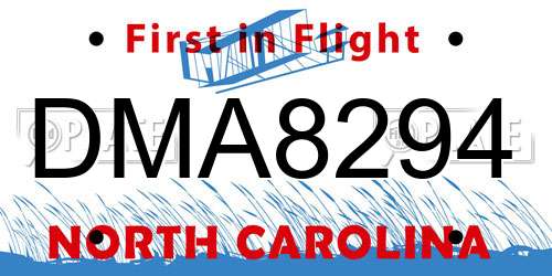 DMA8294 North Carolina License Plate