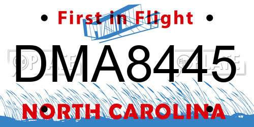 DMA8445 North Carolina License Plate