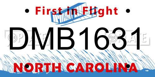 DMB1631 North Carolina License Plate
