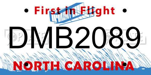 DMB2089 North Carolina License Plate