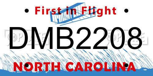 DMB2208 North Carolina License Plate