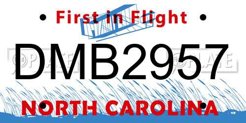 DMB2957 North Carolina License Plate