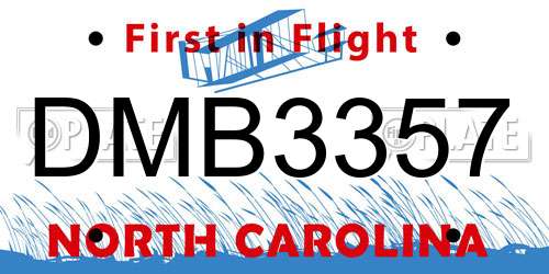 DMB3357 North Carolina License Plate