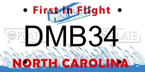 DMB34 North Carolina License Plate